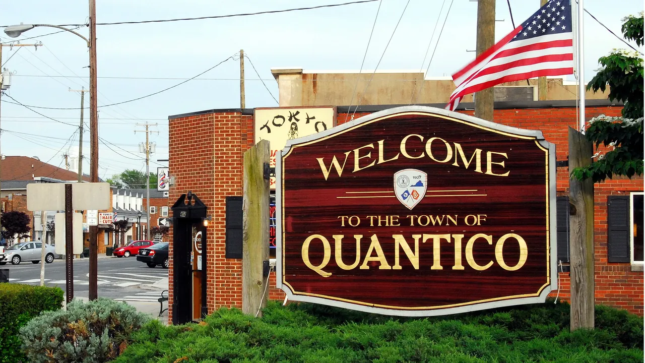 Welcome sign for the Town of Quantico, Virginia